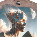 Stray acid washed, digital print metal stud trim tshirt