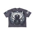 Stray acid washed, digital print metal stud trim tshirt