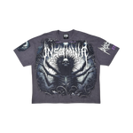 Stray acid washed, digital print metal stud trim tshirt