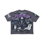 Stray acid washed, digital print metal stud trim tshirt