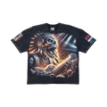 Stray acid washed, digital print metal stud trim tshirt