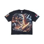 Stray acid washed, digital print metal stud trim tshirt