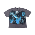 Stray acid washed, digital print metal stud trim tshirt