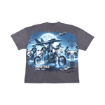 Stray acid washed, digital print metal stud trim tshirt