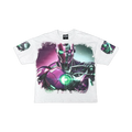 Stray acid washed, digital print metal stud trim tshirt