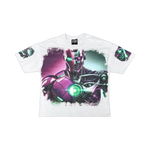 Stray acid washed, digital print metal stud trim tshirt
