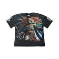 Stray acid washed, digital print metal stud trim tshirt