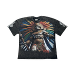 Stray acid washed, digital print metal stud trim tshirt