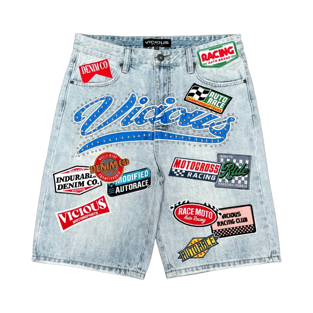 MOTO RACE DENIM SHORTS