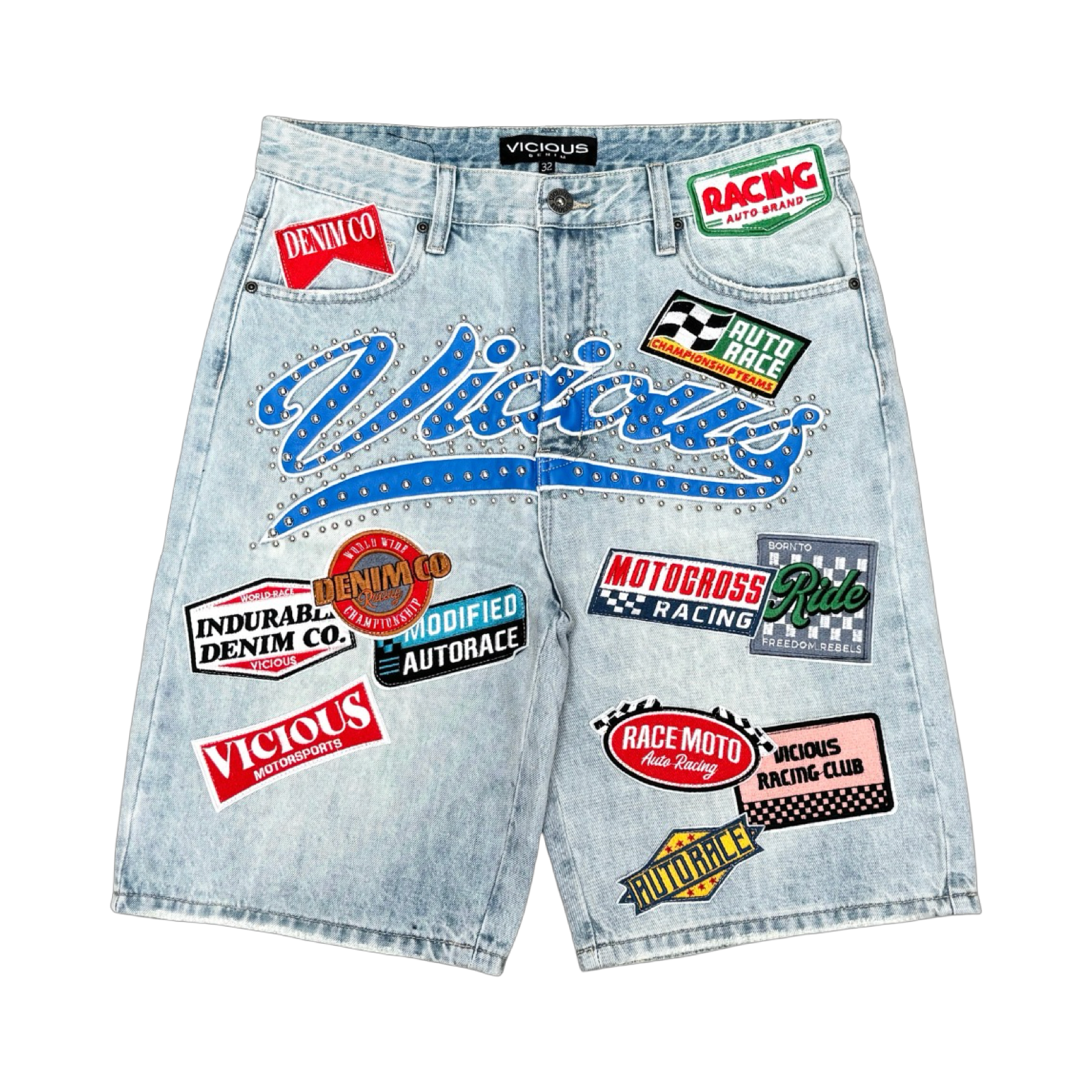 MOTO RACE DENIM SHORTS