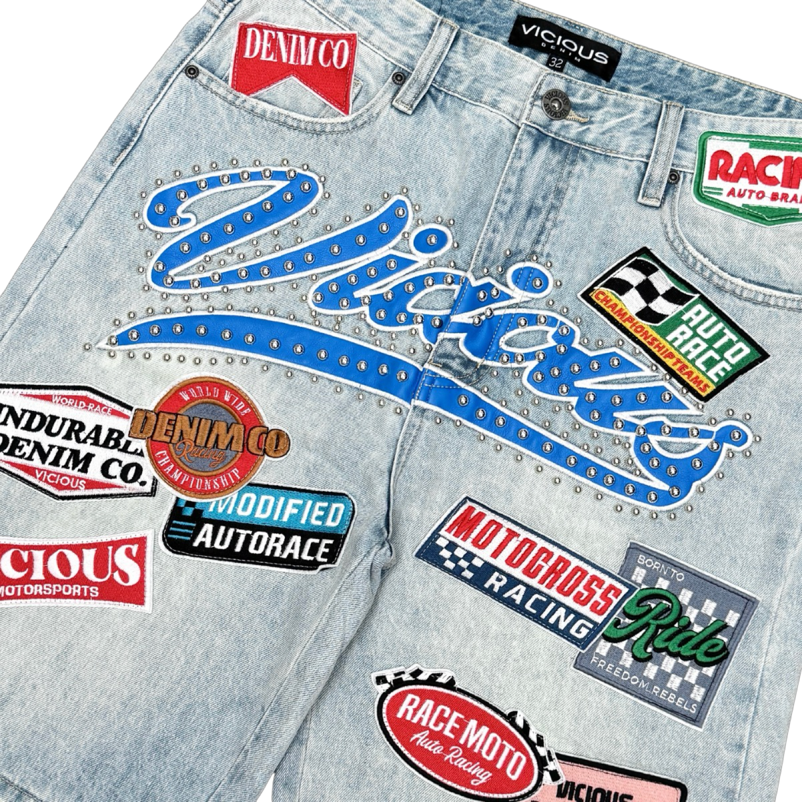MOTO RACE DENIM SHORTS