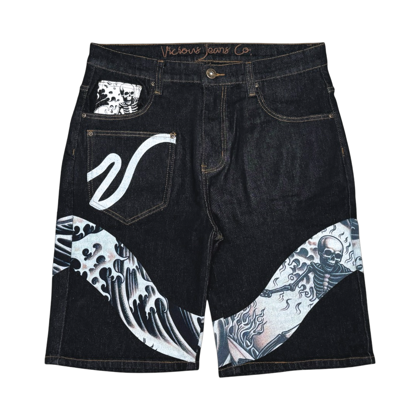 PATCH DENIM SHORTS