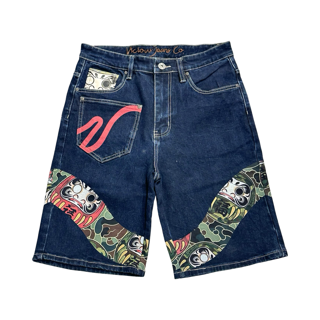 PATCH DENIM SHORTS