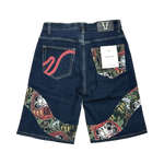 PATCH DENIM SHORTS