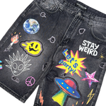 PRINTED ARTWORK PREMIUM DENIM SHORTS / ALL OVER