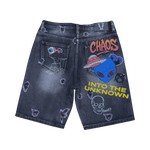 PRINTED ARTWORK PREMIUM DENIM SHORTS / ALL OVER