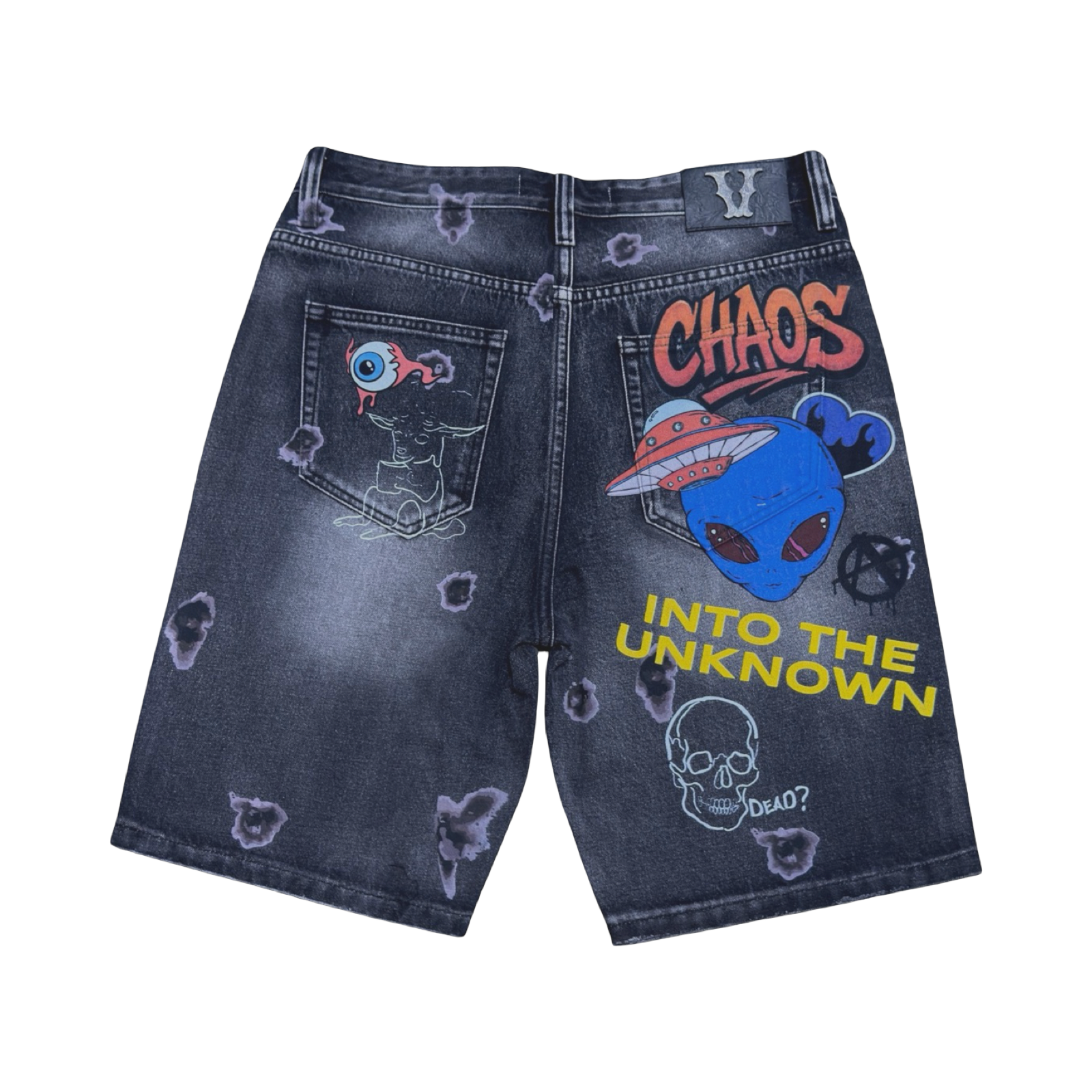 PRINTED ARTWORK PREMIUM DENIM SHORTS / ALL OVER