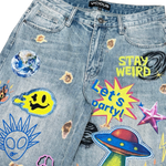 PRINTED ARTWORK PREMIUM DENIM SHORTS / ALL OVER