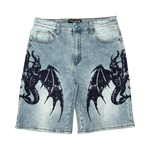 PRINTED / PATCH DENIM SHORTS