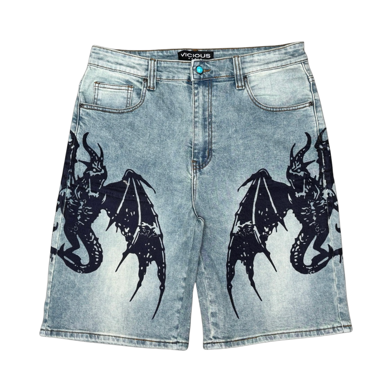 PRINTED / PATCH DENIM SHORTS