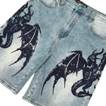 PRINTED / PATCH DENIM SHORTS