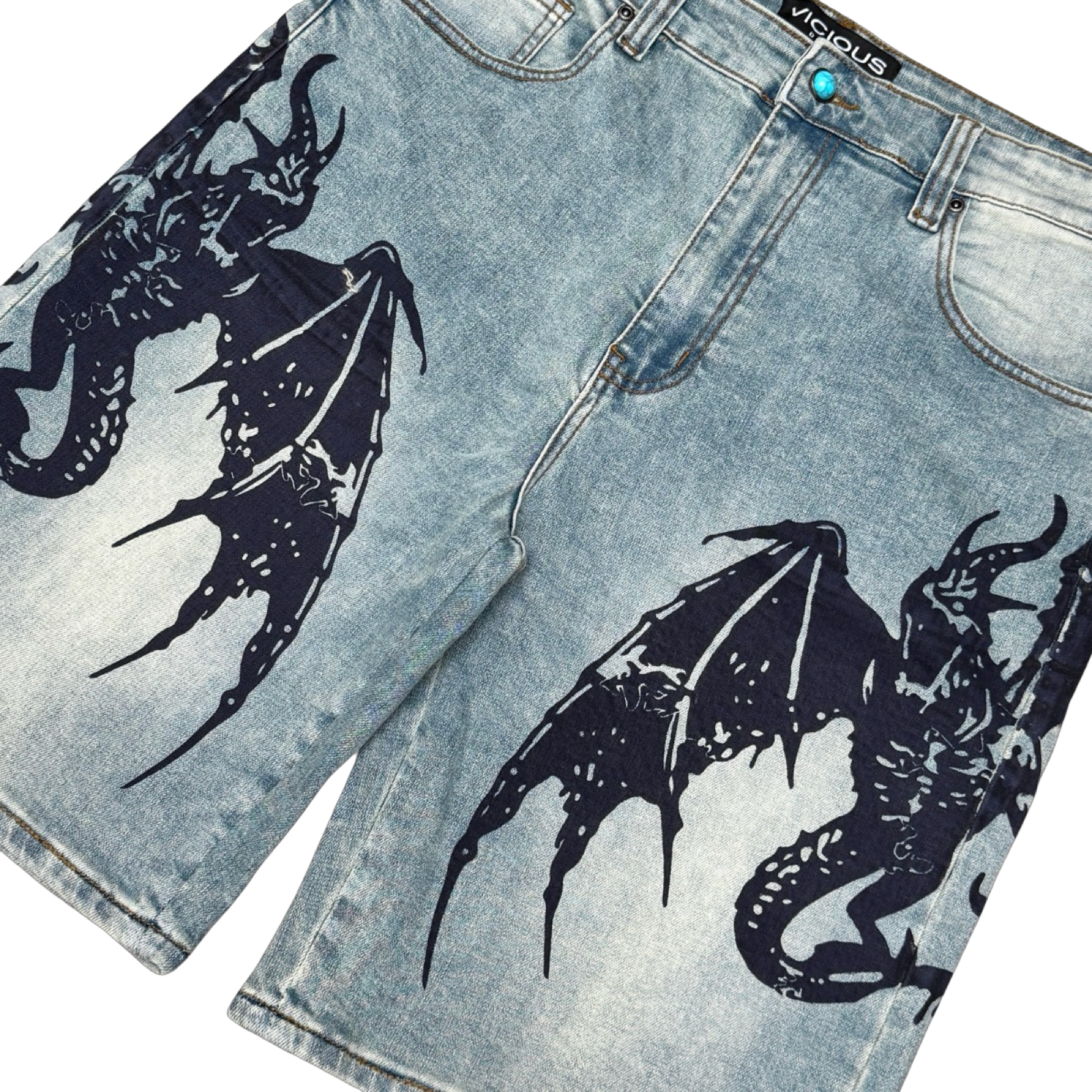 PRINTED / PATCH DENIM SHORTS