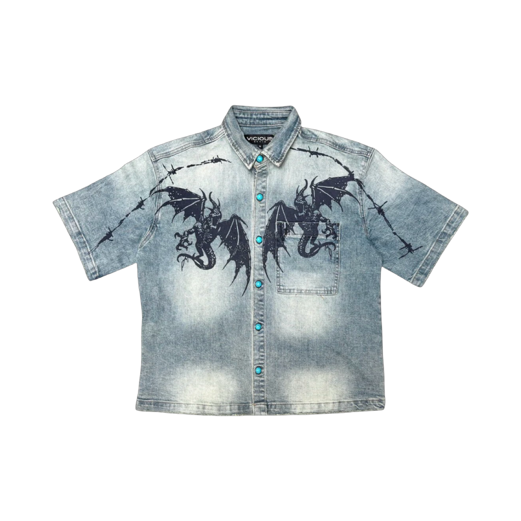 Dragon crest denim shirt