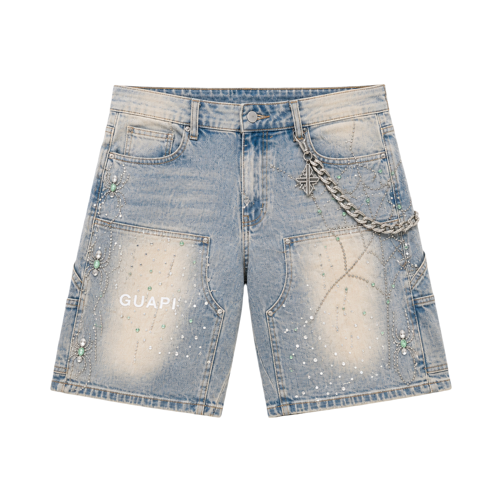 GUAPI Emerald Spider Denim Shorts
