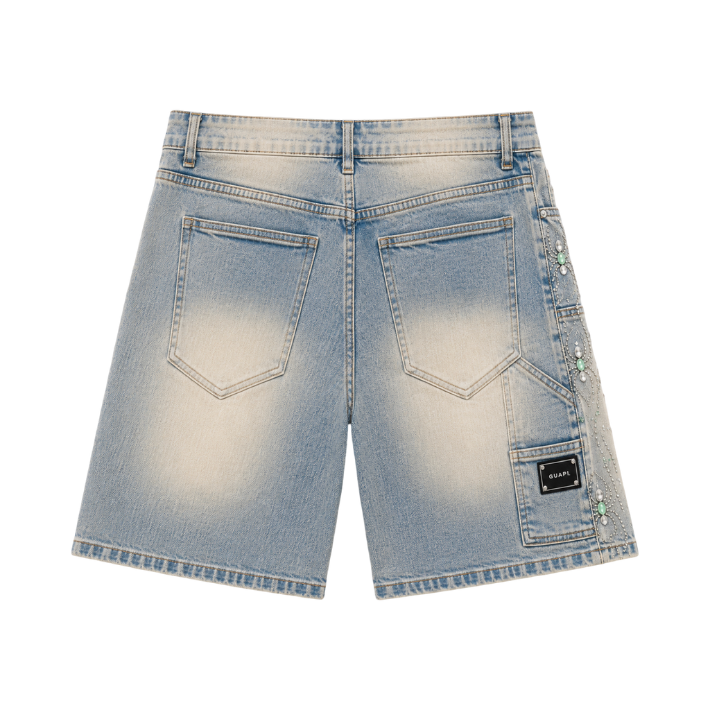 GUAPI Emerald Spider Denim Shorts