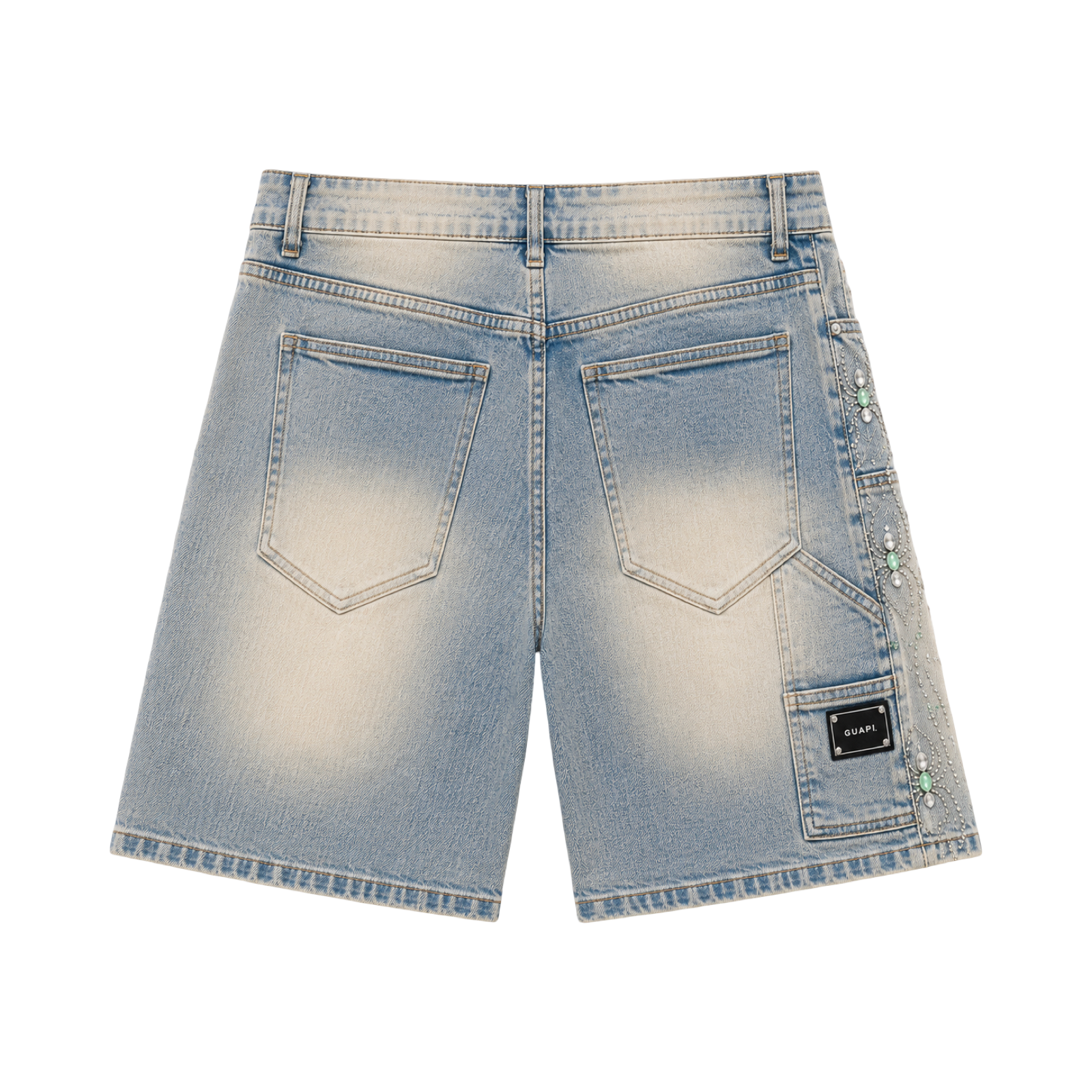 GUAPI Emerald Spider Denim Shorts
