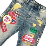 PREMIUM SKINNY BOOT CUT DENIM / PATCHES ALL OVER
