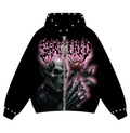 PINK ROSE HOODIE BLACK