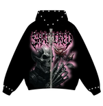PINK ROSE HOODIE BLACK