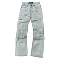 VICIOUS- PREMIUM RELAXED FLARE DENIM W/ RHINESTONE/PEARLS