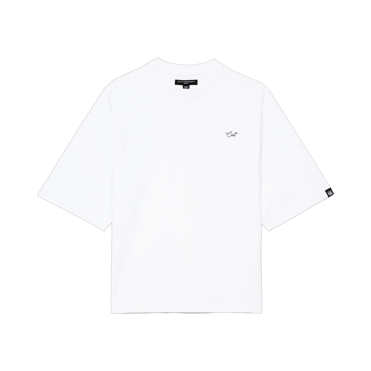 Cult of Individuality Cult's Oversized Short Sleeve Crew Neck Tee in WHITE, style 626BC-K95A