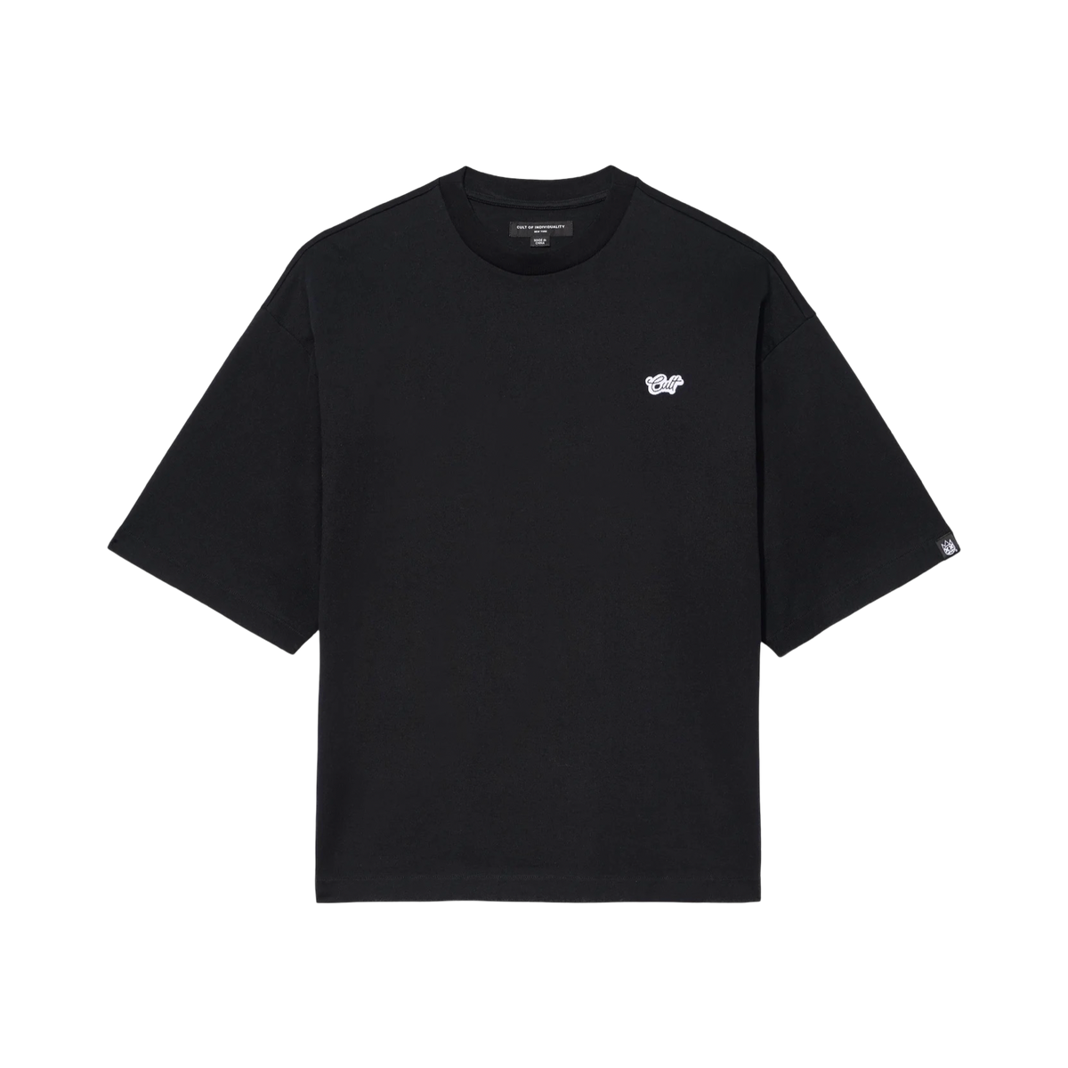 Cult of Individuality Cult's Oversized Short Sleeve Crew Neck Tee in BLACK, style 626BC-K97A
