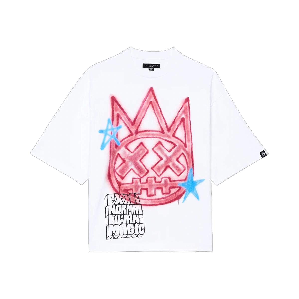 Cult of Individuality Cult's Oversized Short Sleeve Crew Neck Tee "Airbrushed" 260 Grams in WHITE