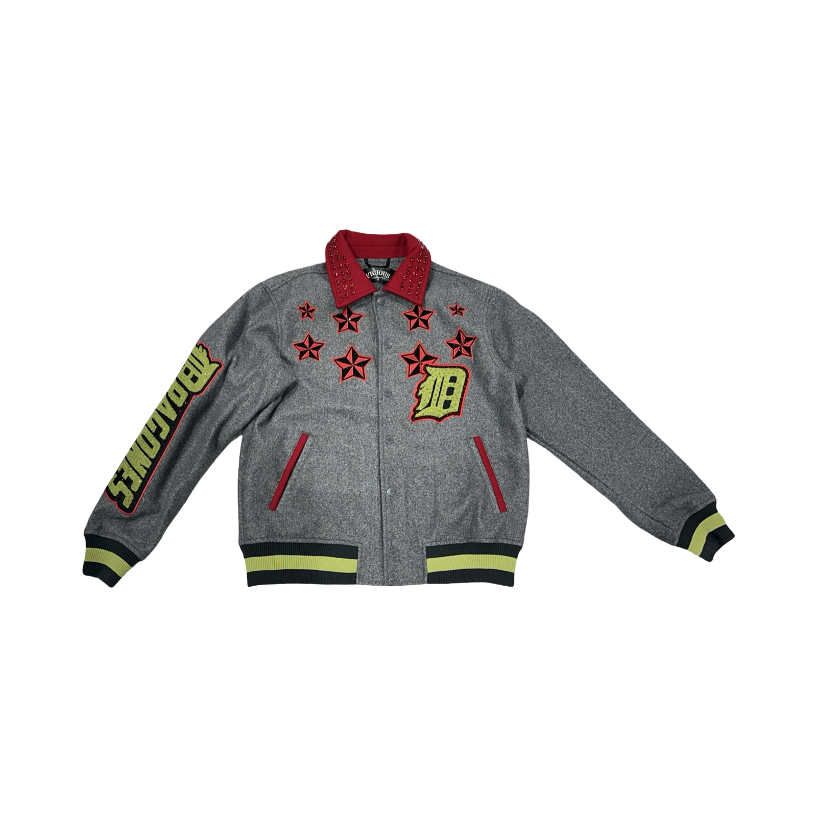 VICIOUS WOOL BODY +PU SLEEVE JACKET