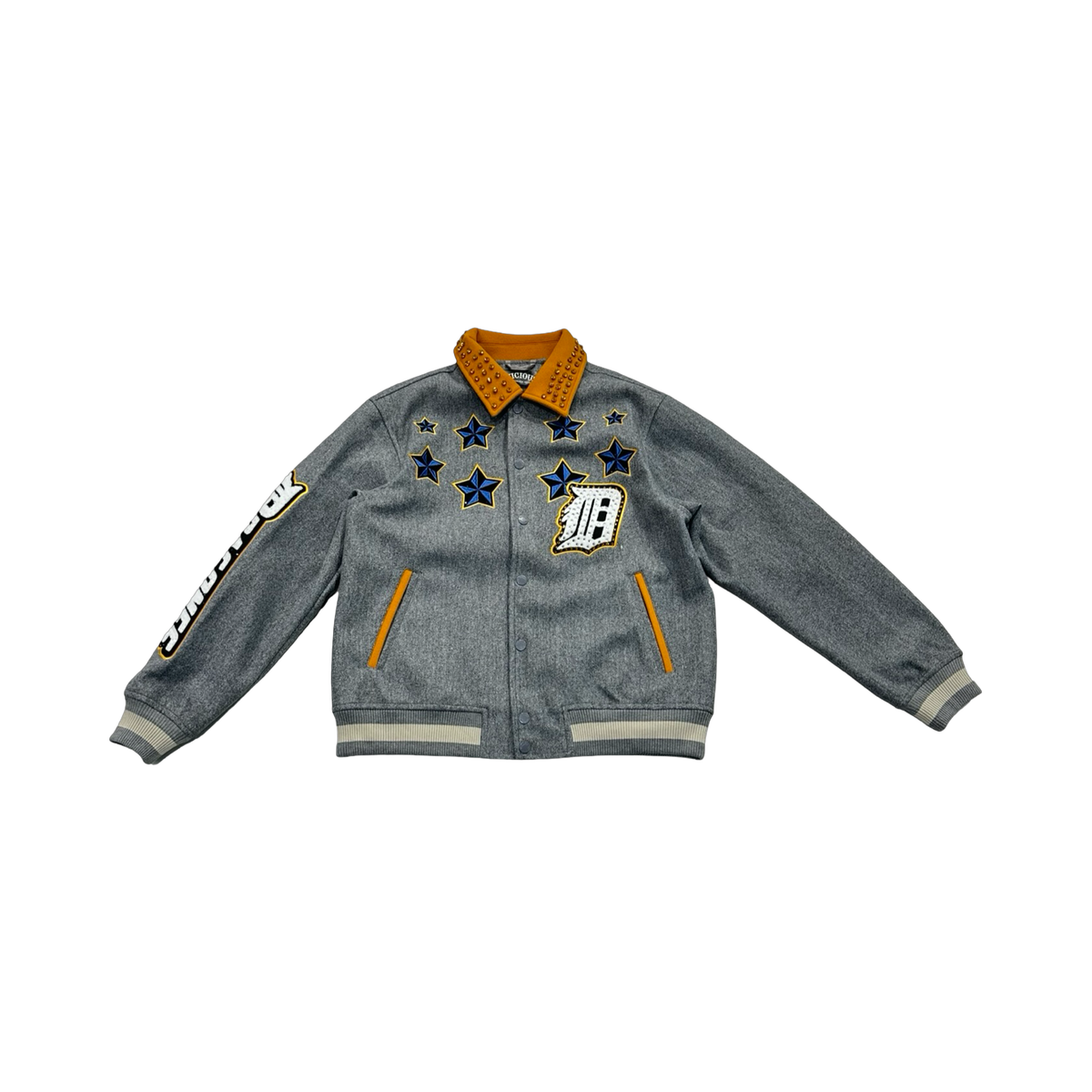 VICIOUS DENIM VICIOUS WOOL BODY +PU SLEEVE JACKET in GREY, style VC1157