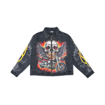 Flame skull twill jacket