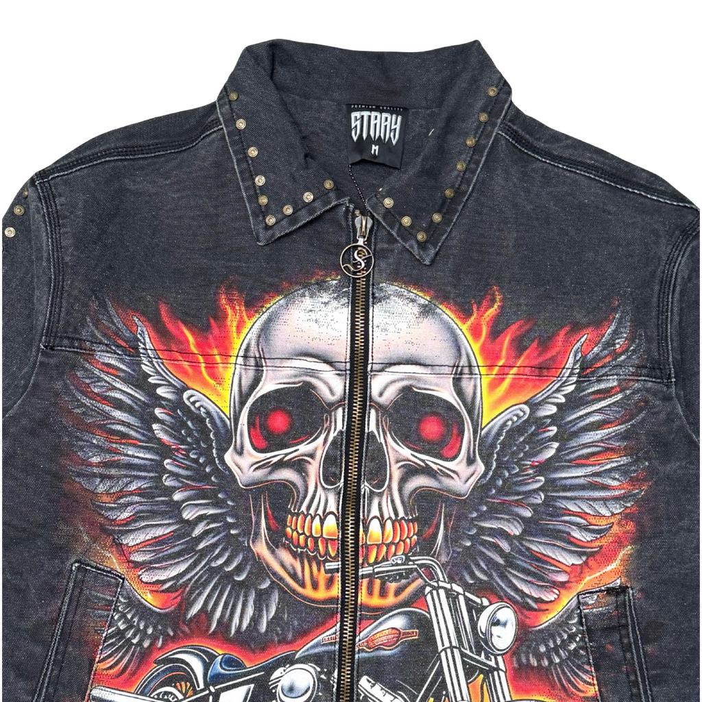 Flame skull twill jacket