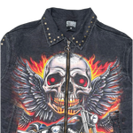 Flame skull twill jacket