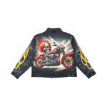Flame skull twill jacket