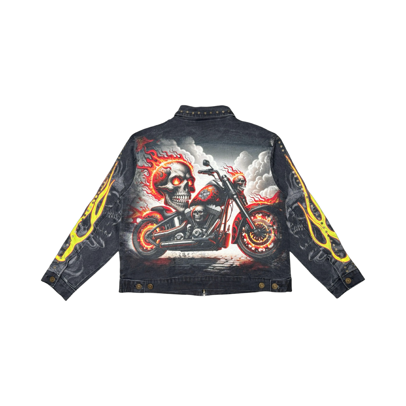 Flame skull twill jacket