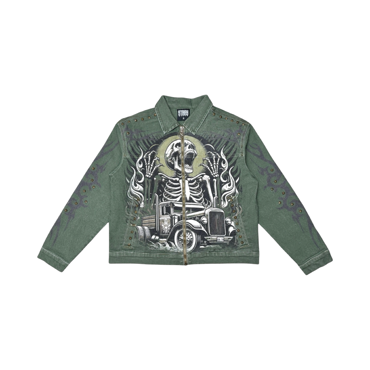 STRAY Trucker twill jacket in OLIVE