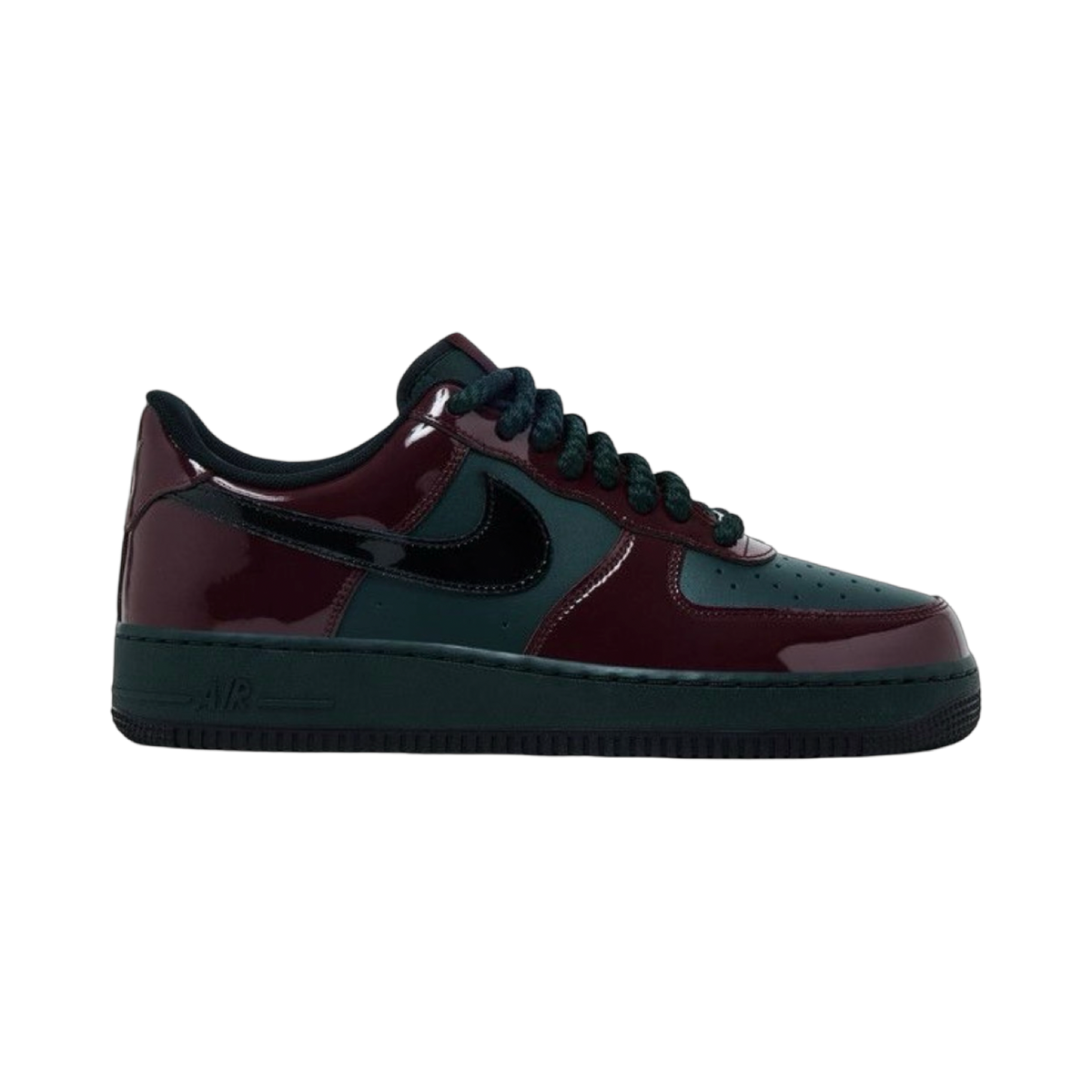 Nike Air Force 1 Low Patent 'Beef And Broccoli' in Black Spruce/Burgundy Crush-Black