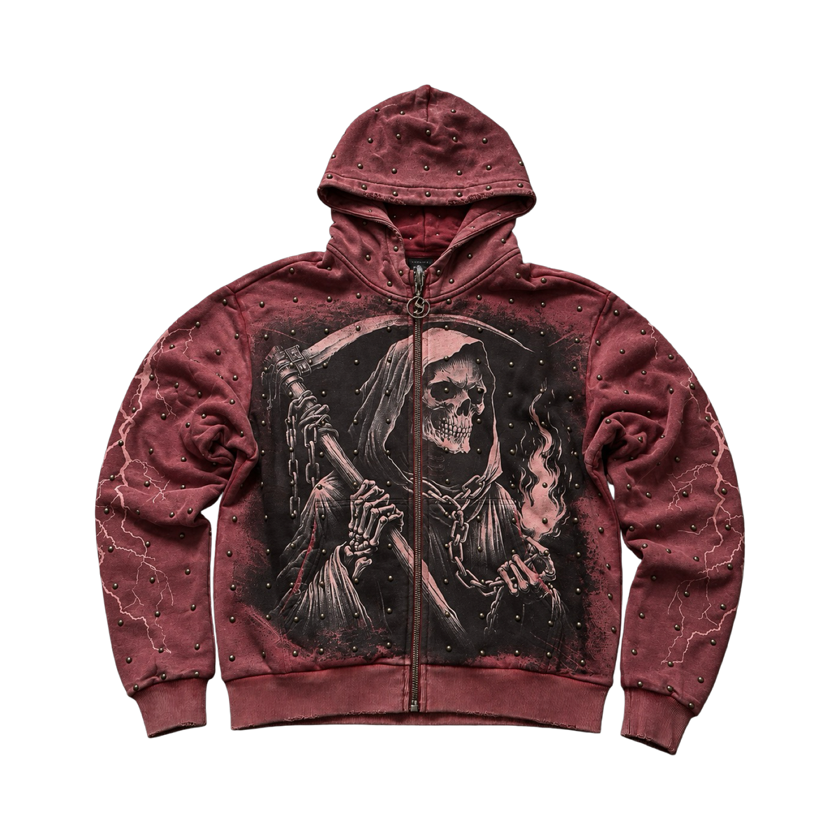 Studded Reaper Full-Zip Hoodie