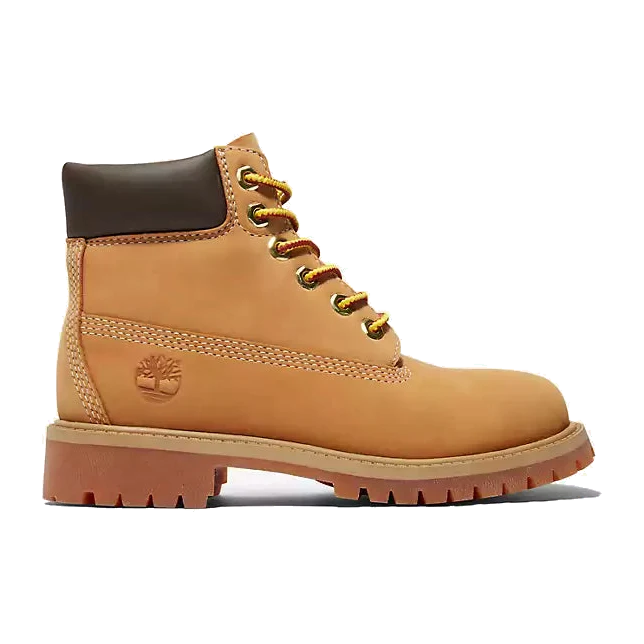 Youth Timberland® Premium 6-Inch Waterproof Boot in Wheat Nubuck, style TB012709713