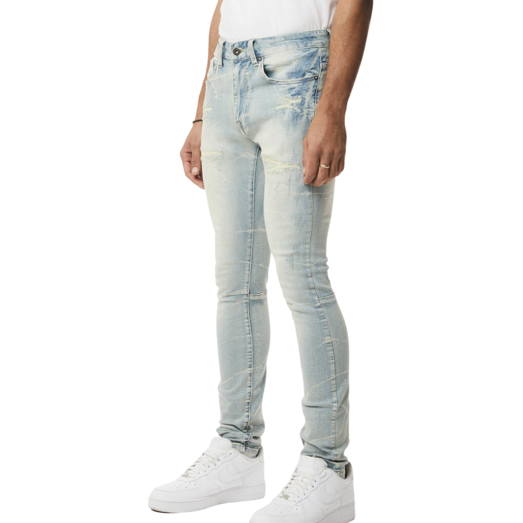 GUN SHOT EFFECT & LIGHTENING WASHED JEAN