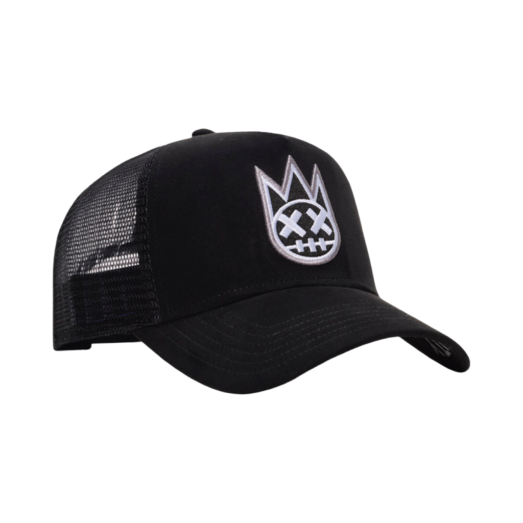 Cult's Clean Logo Mesh Back Trucker Hat in Black